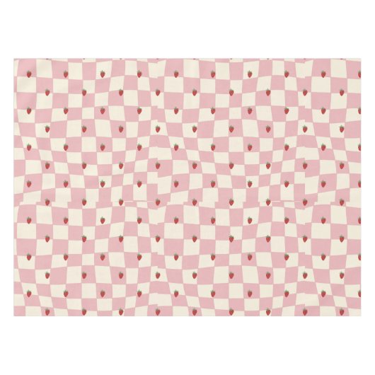 roze aardbei tafelkleed (Voorkant (Horizontaal))