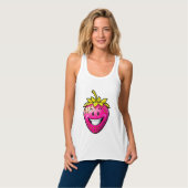 Roze aardbei tanktop (Volledige Voorkant)