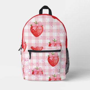 Roze aardbei terug naar school bedrukte rugzak