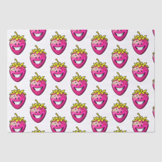 Roze aardbei tissuepapier (Voorkant)