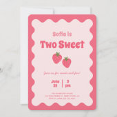 roze aardbei twee lief meisje verjaardag kaart (Voorkant)