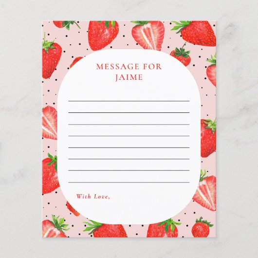 Roze Aardbei Verjaardag Tijd Capsule Note Kaart (Voorkant)