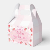Roze Aardbei Verjaardagsfeestje Bedankdoosjes (Achterkant)