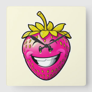 Roze aardbei vierkante klok