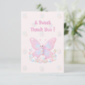 Roze aardbei vlinder baby shower bedankt (Staand voorkant)
