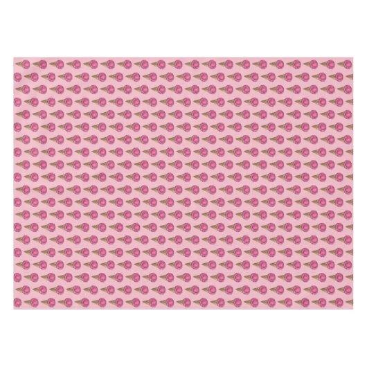 Roze aardbei Waffle Cone Ice Cream Dessert Food Tafelkleed (Voorkant (Horizontaal))