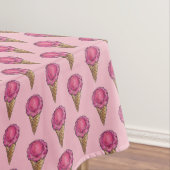 Roze aardbei Waffle Cone Ice Cream Dessert Food Tafelkleed (Voorbeeld)