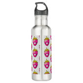 Roze aardbei waterfles  (Achterkant)