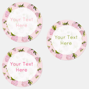 Roze Aardbei Waterverf ontworpen labels