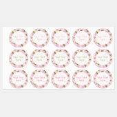 Roze Aardbei Waterverf ontworpen labels (Vel)