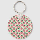 Roze Aardbei Zomer Patroon Sleutelhanger (Voorkant)