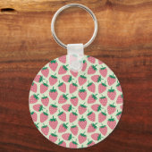 Roze Aardbei Zomer Patroon Sleutelhanger (Achterkant)