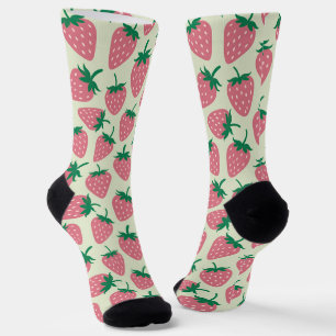 Roze Aardbei Zomer Patroon Sokken