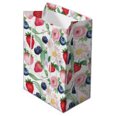 Roze Aardbeibloemen Verjaardagsfeestje voor haar Medium Cadeauzakje (Voorkant Gekanteld)