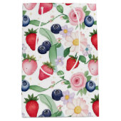 Roze Aardbeibloemen Verjaardagsfeestje voor haar Medium Cadeauzakje (Voorkant)