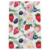 Roze Aardbeibloemen Verjaardagsfeestje voor haar Medium Cadeauzakje (Achterkant)