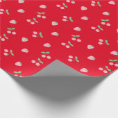 roze aardbeiboomvrucht, rood cadeaupapier (Hoek)