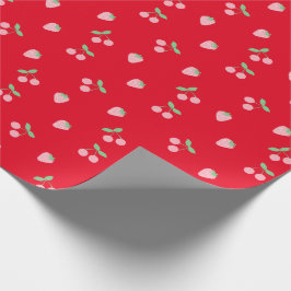  roze aardbeiboomvrucht, rood cadeaupapier
