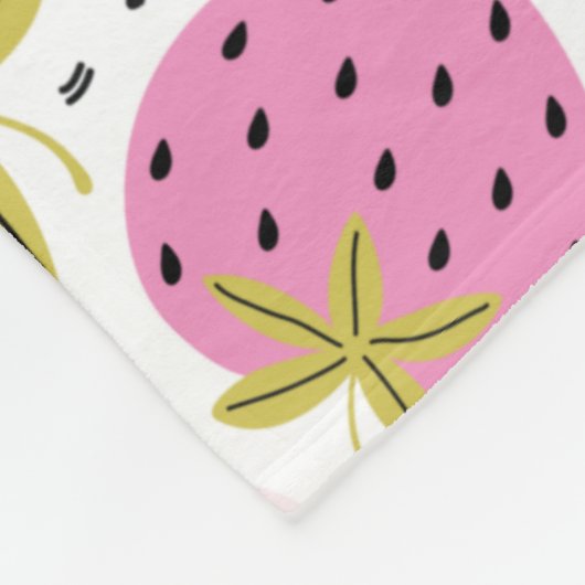 Roze aardbeien Aangepast monogram Fleece Deken (Hoek)