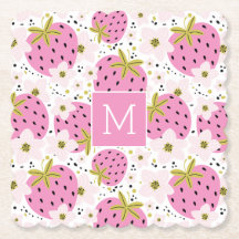 Roze aardbeien Aangepast monogram