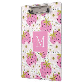 Roze aardbeien Aangepast monogram Klembord (Links)