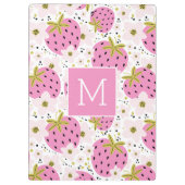 Roze aardbeien Aangepast monogram Klembord (Achterkant)