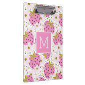 Roze aardbeien Aangepast monogram Klembord (Rechts)
