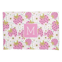 Roze aardbeien Aangepast monogram