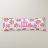 Roze aardbeien Aangepast monogram Lichaamskussen (Achterkant)