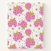 Roze aardbeien Aangepast monogram Notitieboek (Achterkant)