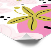 Roze aardbeien Aangepast monogram Perfect Poster (Hoek)