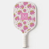 Roze aardbeien Aangepast monogram Pickleball Paddle (Voorkant)
