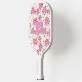 Roze aardbeien Aangepast monogram Pickleball Paddle (Links)