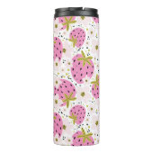 Roze aardbeien Aangepast monogram Thermosbeker (Achterkant)