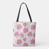 Roze aardbeien Aangepast monogram Tote Bag (Achterkant)