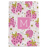 Roze aardbeien Aangepaste cadeautassen voor monogr Medium Cadeauzakje (Voorkant)