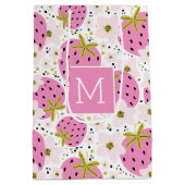 Roze aardbeien Aangepaste cadeautassen voor monogr Medium Cadeauzakje (Achterkant)