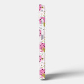 Roze aardbeien Aangepaste monogram telefoondozen Case-Mate iPhone Case (Achterkant / Links)