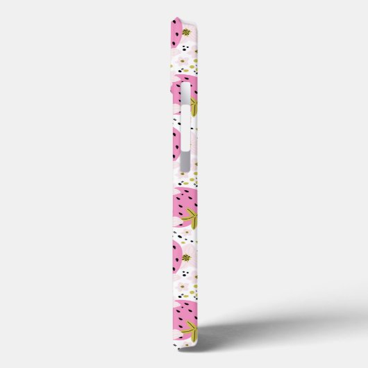 Roze aardbeien Aangepaste monogram telefoondozen Case-Mate iPhone Case (Achterkant / Links)