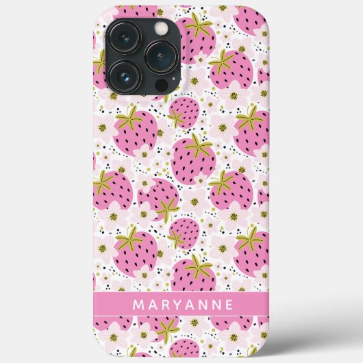 Roze aardbeien Aangepaste telefoonnummers Case-Mate iPhone Case (Achterkant)