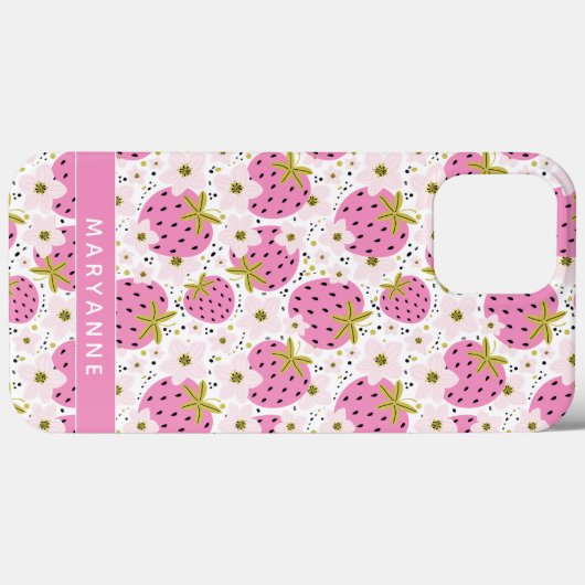 Roze aardbeien Aangepaste telefoonnummers Case-Mate iPhone Case (Achterkant (horizontaal))