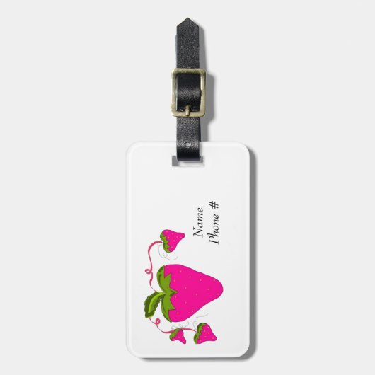 Roze aardbeien bagagelabel (Voorkant verticaal)