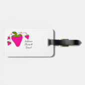 Roze aardbeien bagagelabel (Achterkant horizontaal)