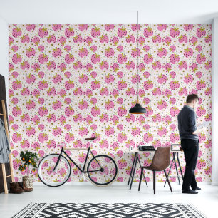 Roze aardbeien behang