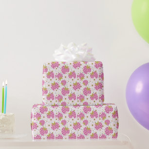 Roze aardbeien cadeaupapier