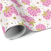 Roze aardbeien cadeaupapier (Rol Hoek)