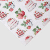 Roze Aardbeien Cake Patroon Tissuepapier (Detail)