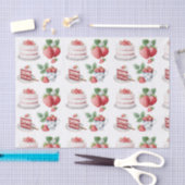 Roze Aardbeien Cake Patroon Tissuepapier (Craft)