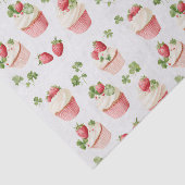 Roze Aardbeien Cupcakes Patroon Tissuepapier (Detail)