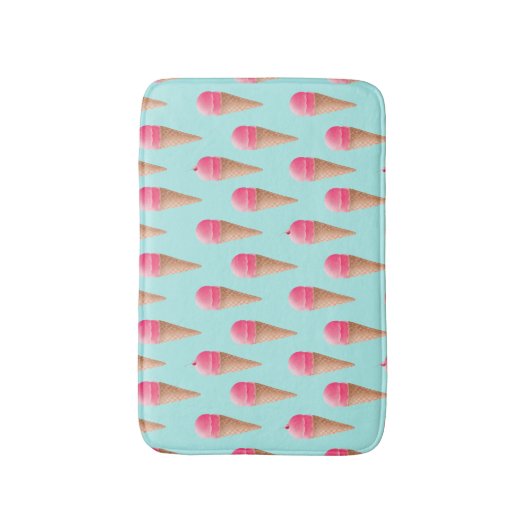 Roze Aardbeien Ice Cone Pattern, Blue Badmat (Voorkant Verticaal)
